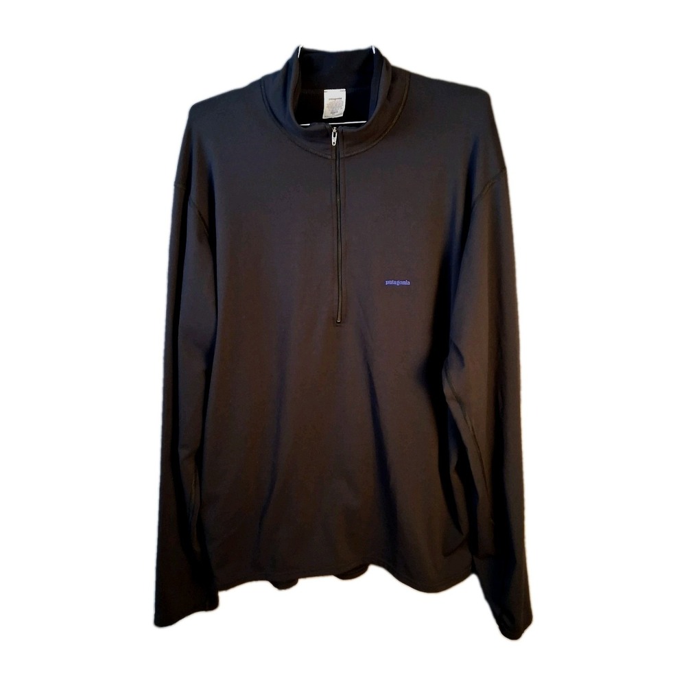 Vtg 99 Patagonia Black Pullover Zip Cool Weather Top Men's Large Made USA 24220